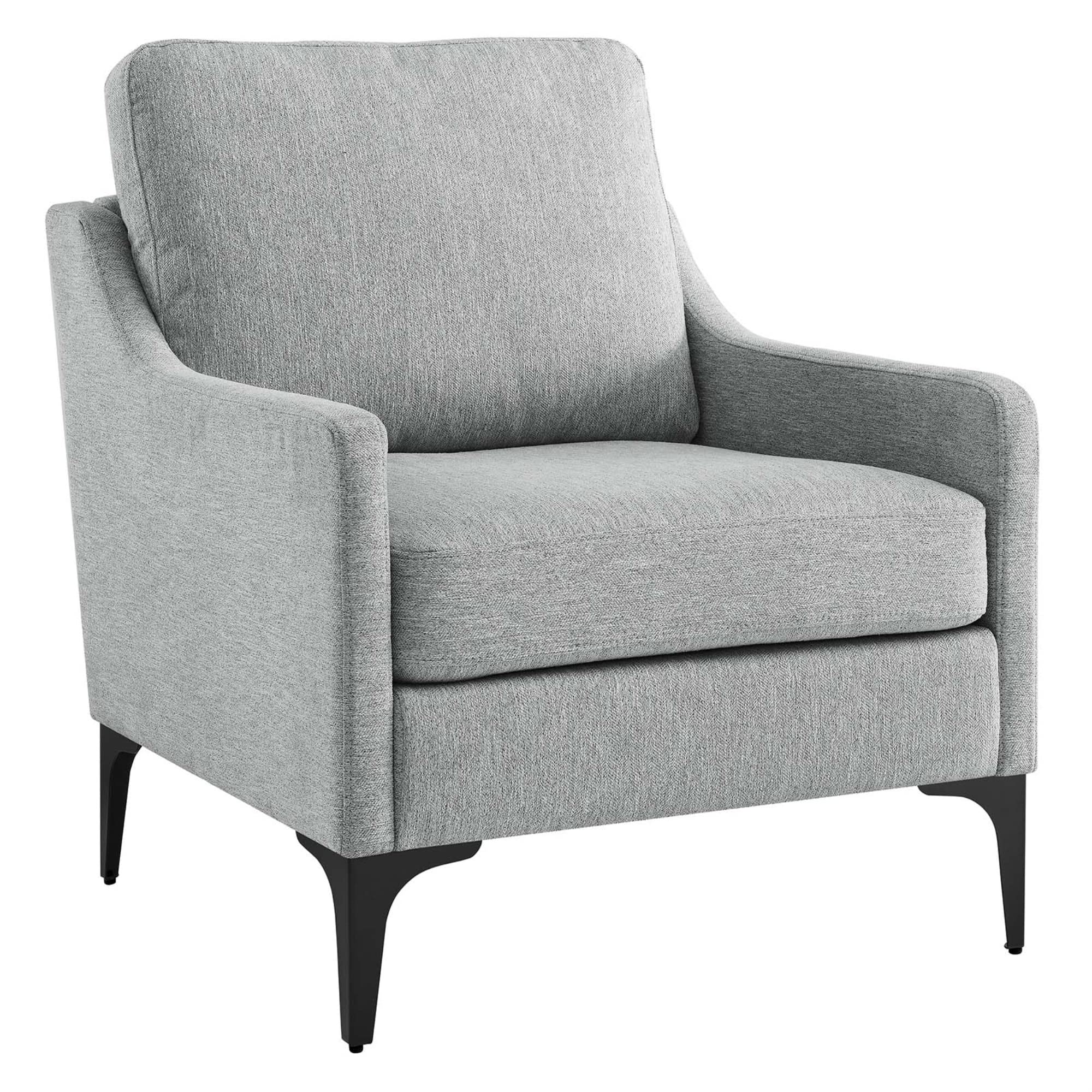 Modway Corland Upholstered Fabric And Metal Armchair In Light Gray
